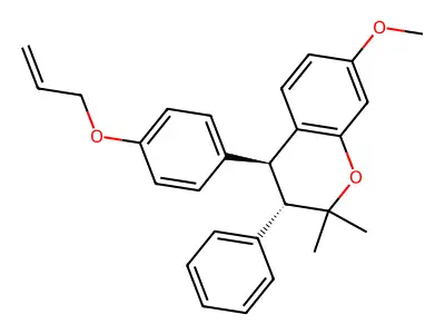 2H-1-Benzopyran, 3,4-dihydro-7-methoxy-2,2-dimethyl-3-phenyl-4-(4-(2-propenyloxy)phenyl)-, trans- structure