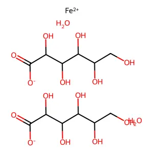 Iron(2+);2,3,4,5,6-pentahydroxyhexanoate;dihydrate structure