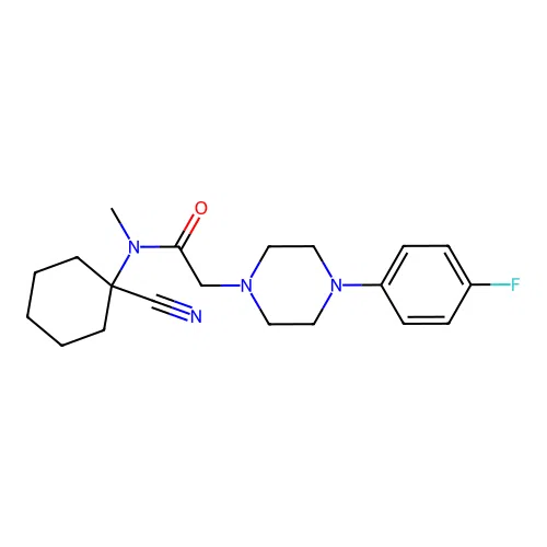 N-(1-cyanocyclohexyl)-2-[4-(4-fluorophenyl)piperazin-1-yl]-N-methylacetamide structure