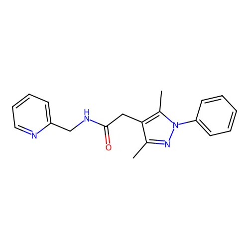 2-(3,5-dimethyl-1-phenyl-1H-pyrazol-4-yl)-N-(pyridin-2-ylmethyl)acetamide structure