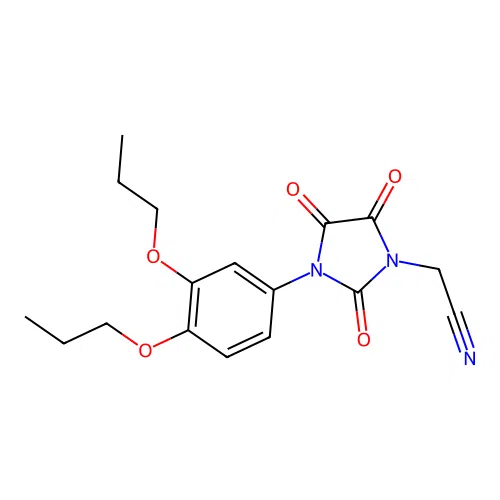 2-[3-(3,4-Dipropoxyphenyl)-2,4,5-trioxoimidazolidin-1-yl]acetonitrile structure
