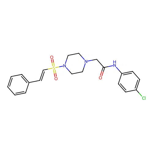 N-(4-chlorophenyl)-2-[4-[(E)-2-phenylethenyl]sulfonylpiperazin-1-yl]acetamide structure