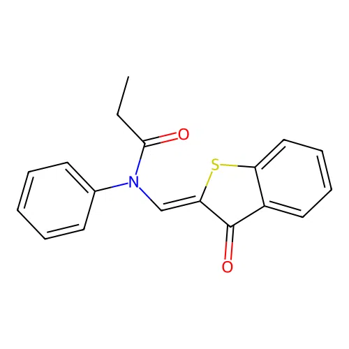 N-[(Z)-(3-oxo-1-benzothiophen-2(3H)-ylidene)methyl]-N-phenylpropanamide structure