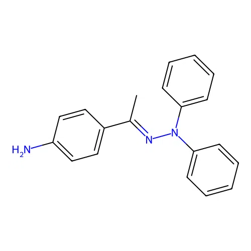 4-[C-methyl-N-(N-phenylanilino)carbonimidoyl]aniline structure