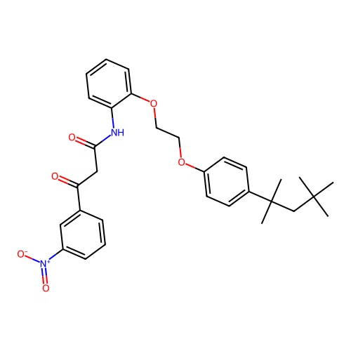 2-(3-nitrobenzoyl)-2'-(2-(4-tert-octylphenoxy)ethoxy)acetanilide structure