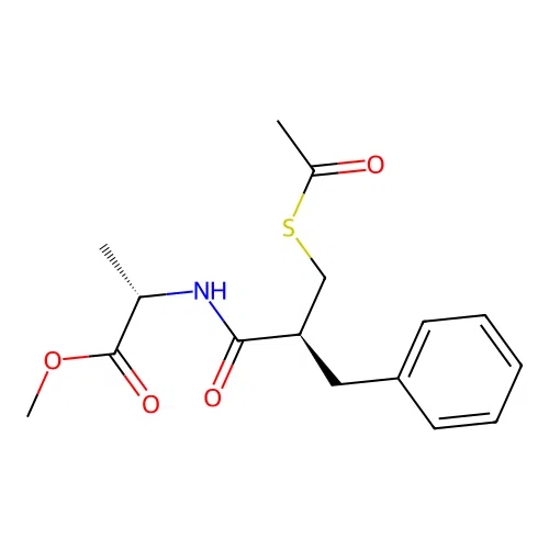 L-Alanine, N-(2-((acetylthio)methyl)-1-oxo-3-phenylpropyl)-, methyl ester, (S)- structure