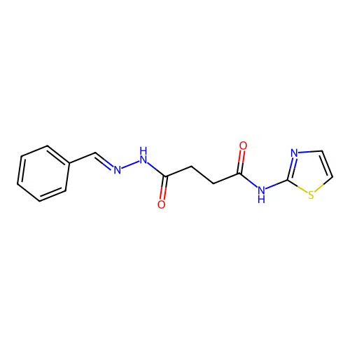 Butanoic acid, 4-oxo-4-(2-thiazolylamino)-, (phenylmethylene)hydrazide structure