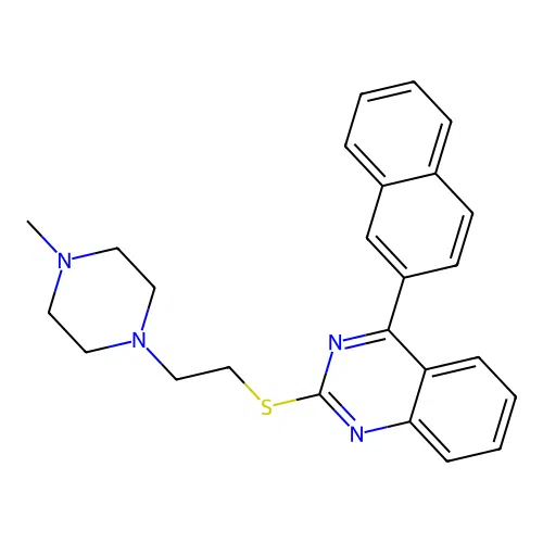 Quinazoline, 2-((2-(4-methyl-1-piperazinyl)ethyl)thio)-4-(2-naphthalenyl)- structure