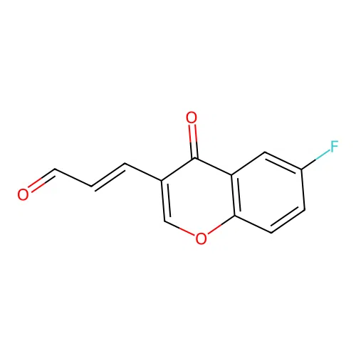 (2E)-3-(6-fluoro-4-oxo-4H-chromen-3-yl)prop-2-enal structure