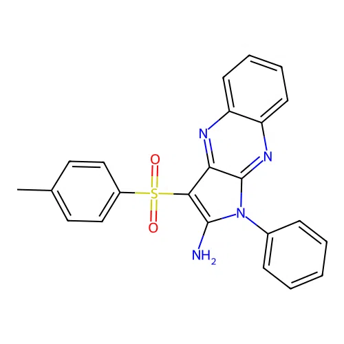 3-(4-Methylphenyl)sulfonyl-1-phenylpyrrolo[3,2-b]quinoxalin-2-amine structure