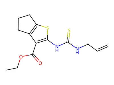 ethyl 2-(3-allylthioureido)-5,6-dihydro-4H-cyclopenta[b]thiophene-3-carboxylate structure