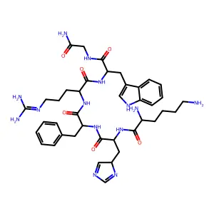 Lysyl-histidyl-phenylalanyl-arginyl-tryptophyl-glycinamide structure