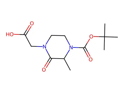 2-[4-(Tert-butoxycarbonyl)-3-methyl-2-oxo-1-piperazinyl]acetic acid structure