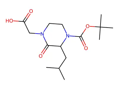 4-Carboxymethyl-2-isobutyl-3-oxo-piperazine-1-carboxylic acid tert-butyl ester structure