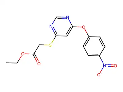Acetic acid, ((6-(4-nitrophenoxy)-4-pyrimidinyl)thio)-, ethyl ester structure