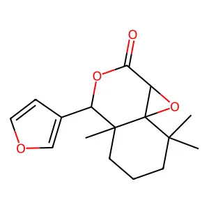Oxireno(d)(2)benzopyran-2(1aH)-one, 4-(3-furanyl)hexahydro-4a,8,8-trimethyl-,     (1aalpha,4alpha,4aalpha,8aR*)- structure