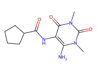 6-Amino-5-[(cyclopentanecarbonyl)amino]-1,3-dimethyl Uracil structure