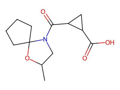 2-{2-methyl-1-oxa-4-azaspiro[4.4]nonane-4-carbonyl}cyclopropane-1-carboxylic acid structure