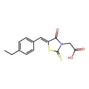 (5-(4-Ethylbenzylidene)-4-oxo-2-thioxo-1,3-thiazolidin-3-YL)acetic acid structure