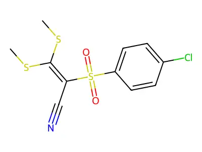 2-((4-Chlorophenyl)sulfonyl)-3,3-dimethylthioprop-2-enenitrile structure
