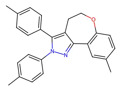 2H-(1)Benzoxepino(5,4-c)pyrazole, 4,5-dihydro-2,3-bis(4-methylphenyl)-9-methyl- structure