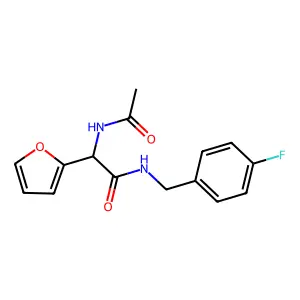 alpha-acetamido-N-(4-fluorobenzyl)-alpha-(furan-2-yl)acetamide structure