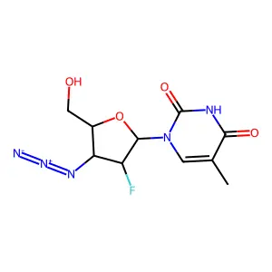 1-(3-Azido-2,3-dideoxy-2-fluoroarabinofuranosyl)thymine structure