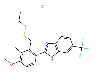 Pyridinium, 2-((ethyldithio)methyl)-4-methoxy-3-methyl-1-(5-(trifluoromethyl)-1H-benzimidazol-2-yl)-, chloride structure
