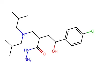 alpha-((Bis(2-methylpropyl)amino)methyl)-4-chloro-gamma-hydroxybenzenebutanoic acid hydrazide structure