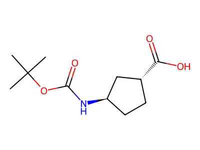 (1R,3R)-3-((tert-Butoxycarbonyl)amino)cyclopentanecarboxylic acid structure