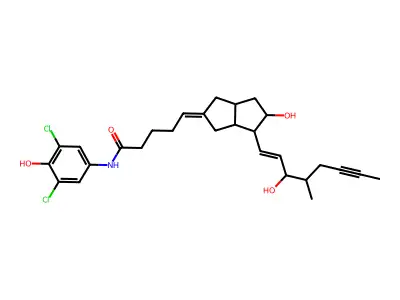 N-(3,5-dichloro-4-hydroxyphenyl)-5-[5-hydroxy-4-(3-hydroxy-4-methyloct-1-en-6-ynyl)-3,3a,4,5,6,6a-hexahydro-1H-pentalen-2-ylidene]pentanamide structure