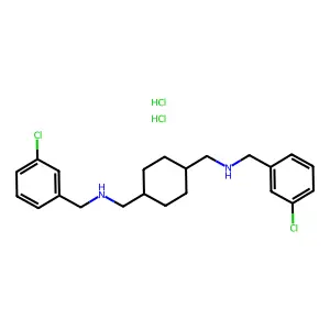 1,4-Cyclohexanebis(methylamine), N,N'-bis(3-chlorobenzyl)-, dihydrochloride structure