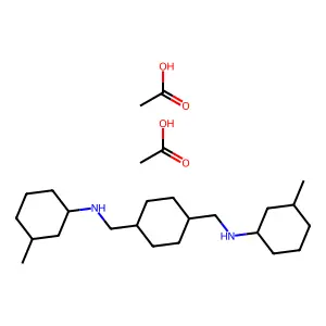 1,4-Cyclohexanebis(methylamine), N,N'-bis(3-methylcyclohexyl)-, diacetate, (E)- structure