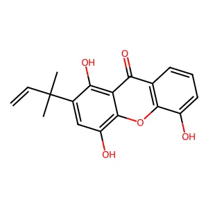 2-(1,1-Dimethyl-2-propenyl)-1,4,5-trihydroxy-9H-xanthen-9-one structure