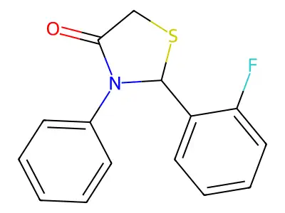 2-(2-Fluorophenyl)-3-phenyl-1,3-thiazolidin-4-one structure