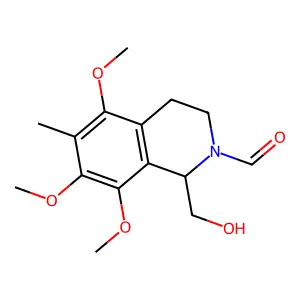 1-(hydroxymethyl)-5,7,8-trimethoxy-6-methyl-3,4-dihydro-1H-isoquinoline-2-carbaldehyde structure