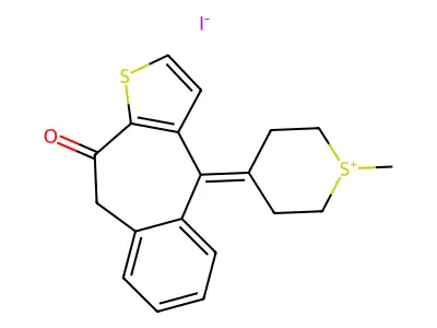 2H-Thiopyranium, 4-(9,10-dihydro-10-oxo-4H-benzo(4,5)cyclohepta(1,2-b)thien-4-ylidene)tetrahydro-1-methyl-, iodide structure