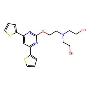 Ethanol, 2,2'-((2-((4,6-di-2-thienyl-2-pyrimidinyl)oxy)ethyl)imino)bis- structure