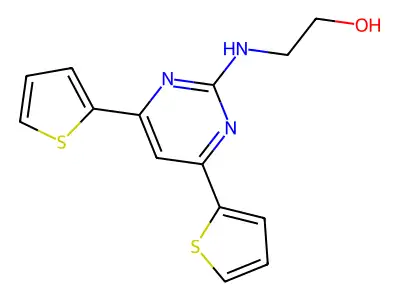 Ethanol, 2-((4,6-di-2-thienyl-2-pyrimidinyl)amino)- structure