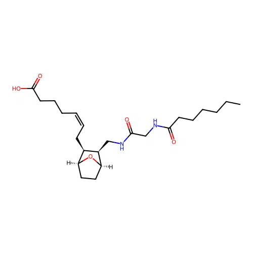 5-Heptenoic acid, 7-((1S,2S,3S,4R)-3-(((2-((1-oxoheptyl)amino)acetyl)amino)methyl)-7-oxabicyclo(2.2.1)hept-2-yl)-, (5Z)- structure