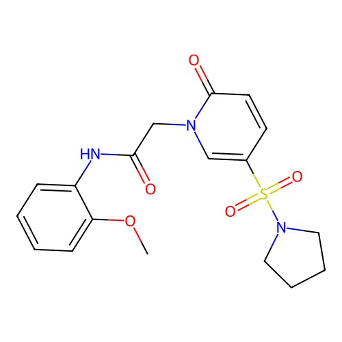 N-(2-methoxyphenyl)-2-(2-oxo-5-pyrrolidin-1-ylsulfonylpyridin-1-yl)acetamide structure