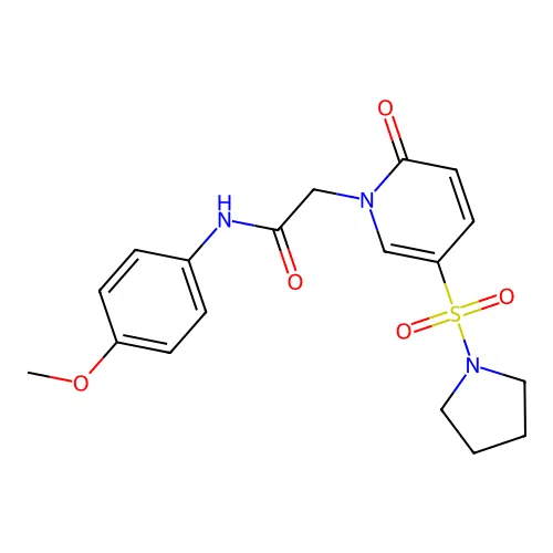 N-(4-methoxyphenyl)-2-(2-oxo-5-pyrrolidin-1-ylsulfonylpyridin-1-yl)acetamide structure