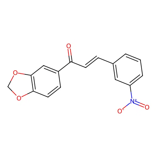 (E)-1-(1,3-benzodioxol-5-yl)-3-(3-nitrophenyl)prop-2-en-1-one structure