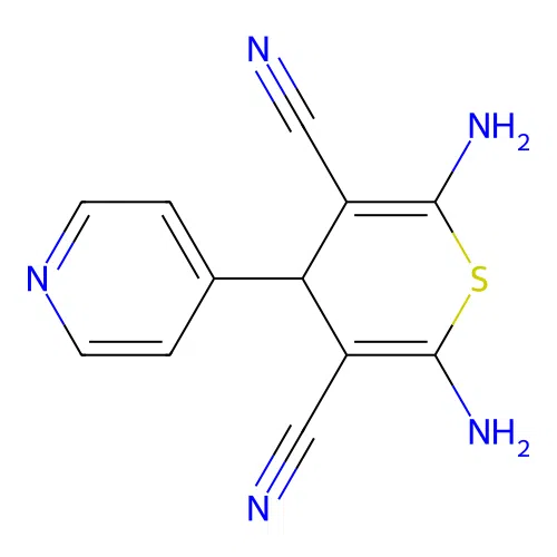2,6-diamino-4-(4-pyridyl)-4H-thiin-3,5-dicarbonitrile structure