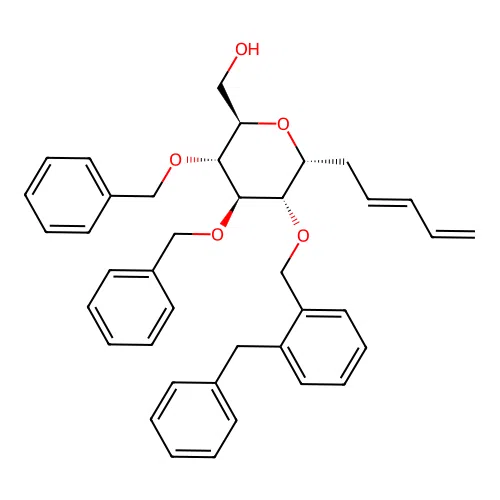 5-(tetra-O-benzyl-alpha-glucopyranosyl)-1,3-pentadiene structure