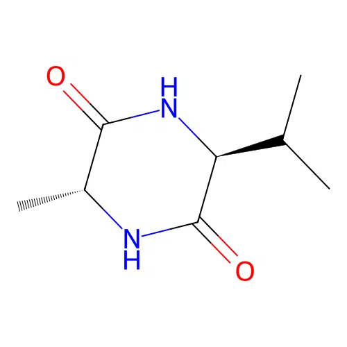 2,5-Piperazinedione, 3-methyl-6-(1-methylethyl)-, (3R,6S)- structure