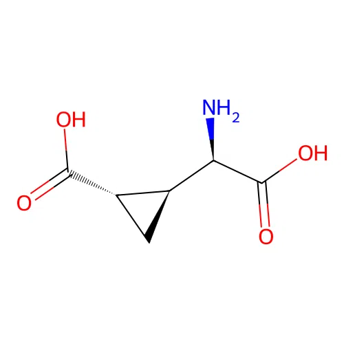 (1S,2S)-2-((R)-Amino(carboxy)methyl)cyclopropane-1-carboxylic acid structure