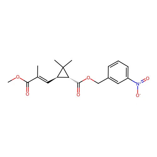 Cyclopropanecarboxylic acid, 3-(3-methoxy-2-methyl-3-oxo-1-propenyl)-2,2-dimethyl-,(3-nitrophenyl)methyl ester, (1R-(1a,3b(E)))- structure