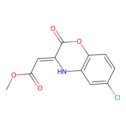 methyl (2Z)-2-(6-chloro-2-oxo-4H-1,4-benzoxazin-3-ylidene)acetate structure