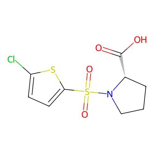 (2S)-1-(5-chlorothiophene-2-sulfonyl)pyrrolidine-2-carboxylic acid structure
